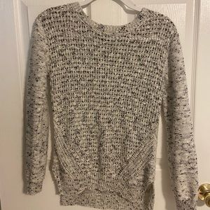 Long sleeve white sweater with black specks